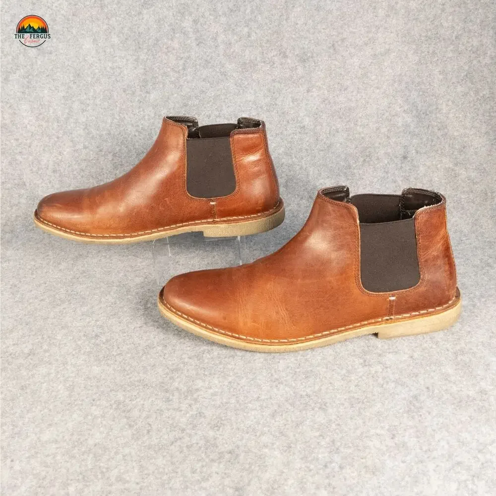 Kenneth Cole Reaction Chelsea Boots Brown Leather Pull-On Classic Men's Size 10
